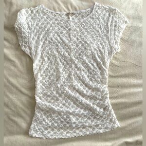 Intimately free people white mesh Top with ruching, size medium
